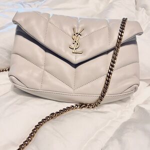 2022 Yves Saint Laurent Toy Puffer Bag in Napa Leather Blanc Vintage